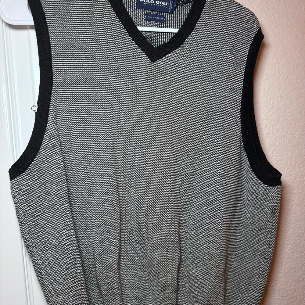 Polo Ralph Lauren Men’s Black & White V-Neck Sweater Vest